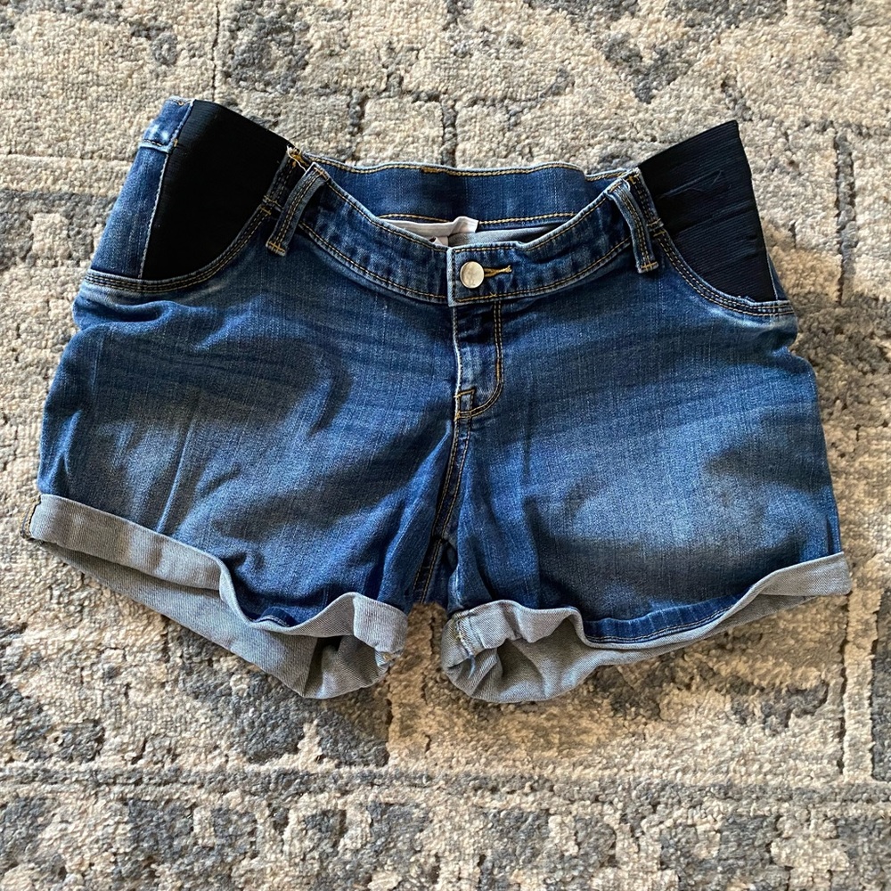 Denim maternity shorts